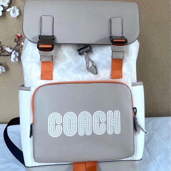 coach Track Backpack In Colorblock Signature Canvas With Coach C8130 - Picture 1 of 9